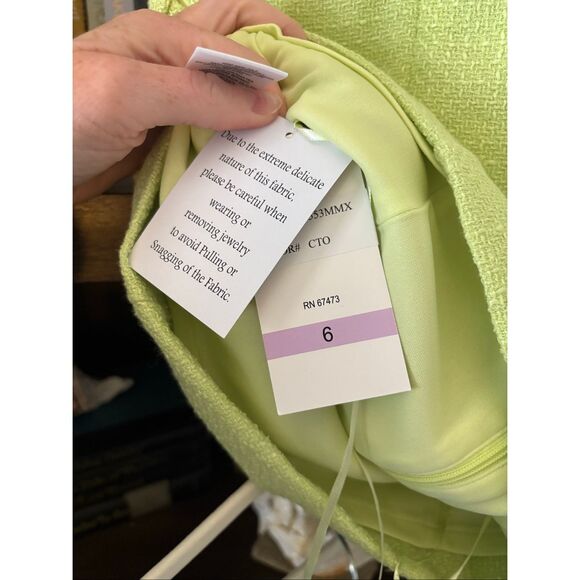 NWT Taylor Lime Green Tweed 2 Piece Mini Skirt & Top Set Size 6 - Picture 6 of 9